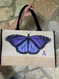 Domestic Violence Awareness Butterfly Jute Tote Bag