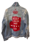 Keep Calm and Woman On Jean Jacket