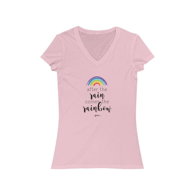 After the Rain Comes the Rainbow Short Sleeve V - Neck Tee - altruesm