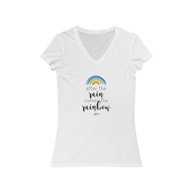 After the Rain Comes the Rainbow Short Sleeve V - Neck Tee - altruesm