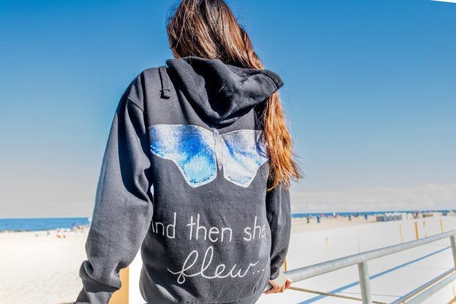 And Then She Flew Butterfly Premium Hoodie - altruesm
