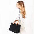 Black Quilted Canvas Crossbody Tote - altruesm