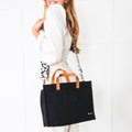 Black Quilted Canvas Crossbody Tote - altruesm
