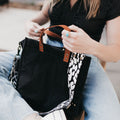 Black Quilted Canvas Crossbody Tote - altruesm