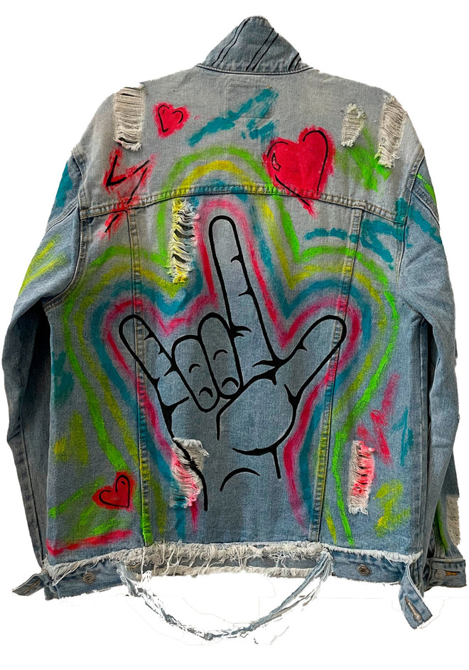 I Love You Sign Language Jean Jacket - altruesm