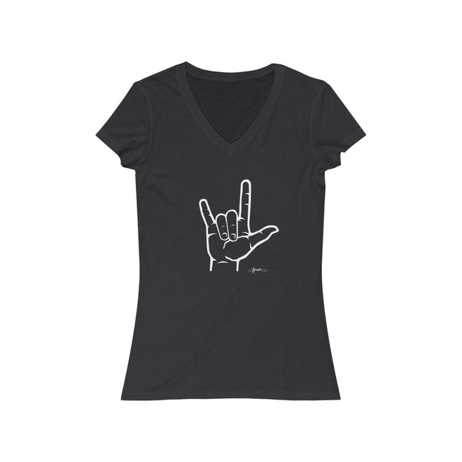 I Love You Sign Language Short Sleeve V - Neck Tee - altruesm