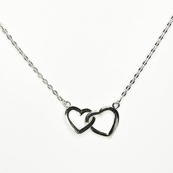 Two Hearts Sterling Silver Necklace - altruesm