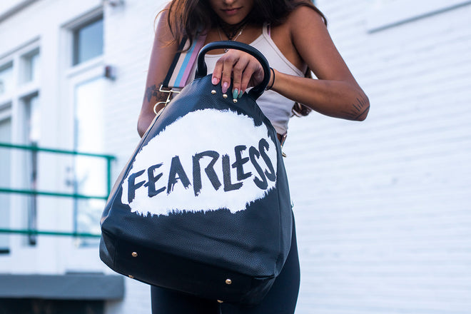 Fearless Custom Hand-Painted Black Tote Bag