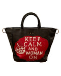 Keep Calm & Woman On Custom Hand-Painted Black Tote Bag