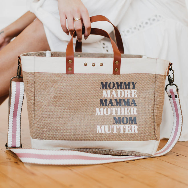 For the Moms Jute Crossbody Tote