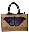 Domestic Violence Awareness Butterfly Jute Tote Bag